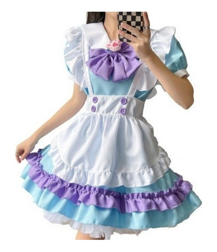 Disfraz De Cosplay Traje Rosa Lindo Maid Lolita Kawai Set