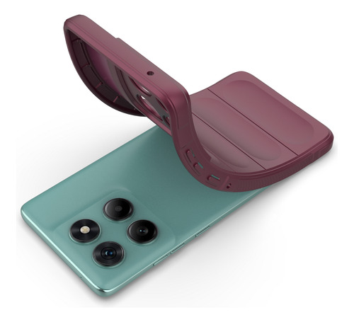 Funda Para Moto Edge 60 Fusion Case Uso Rudo Soft Silicone Rojo Vino Non-slip