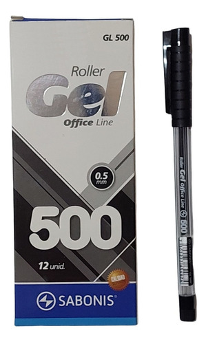 12 Boligrafo Gel Sabonis Gl-500 Tinta Negra Exterior Negro