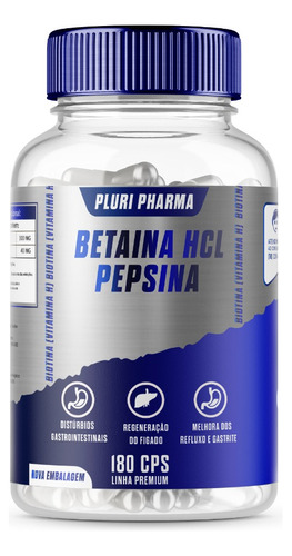 Suplemento en comprimidos Pluri Pharma  Pepsina betaína hcl en frasco de 100mL