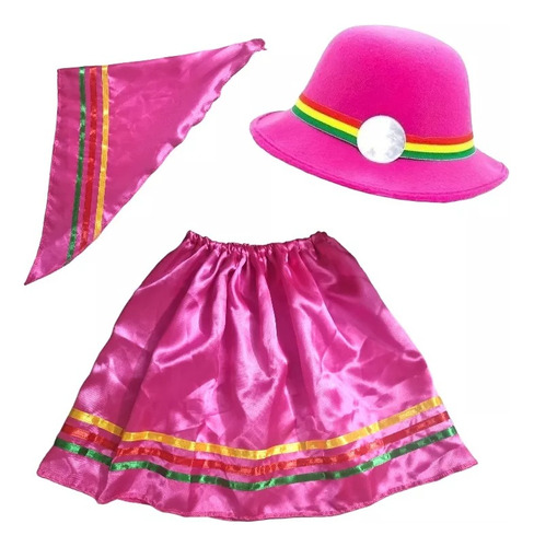 Traje Nortino Niña Rosa Conjunto Baile 