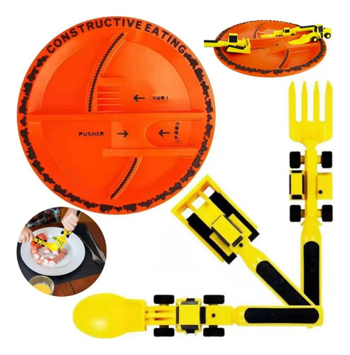 Juego De Vajilla Infantil Car Bulldozer De 4 A
