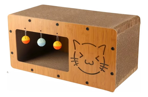 Casa Pet Arranhador Retangular Dois Níveis Com Bolinhas.