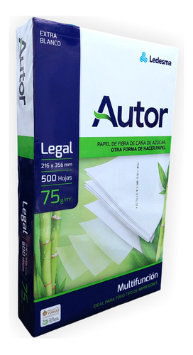 Resma Autor Oficio Papel 75 Gr Por 500 Hojas 