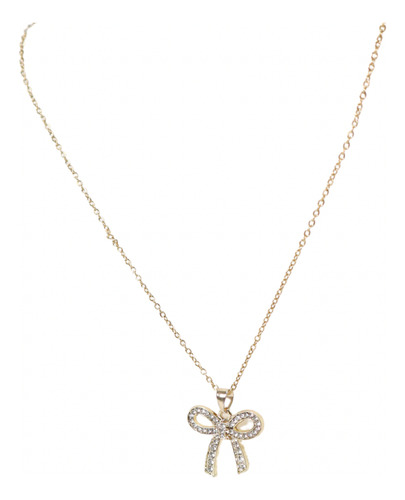 Collar Fiesta Moño Corazon Perla Stras Coquette Plata Dorado