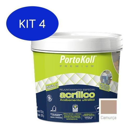 Kit 4 Rejunte Acrílico Portokoll Premium - Camurça