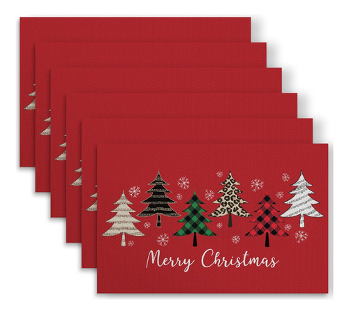 Juego De 6 Manteles Individuales De Árbol De Navidad Dazong