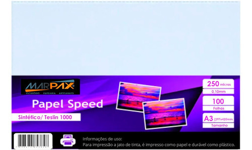 Papel Speed Sintético Teslin 1000 Jato De Tinta A3 100fls