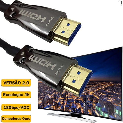 Imagem 6 de 6 de Cabo Hdmi 2.0 Hdr 4k Fibra Óptica 18gbps 40 Metros