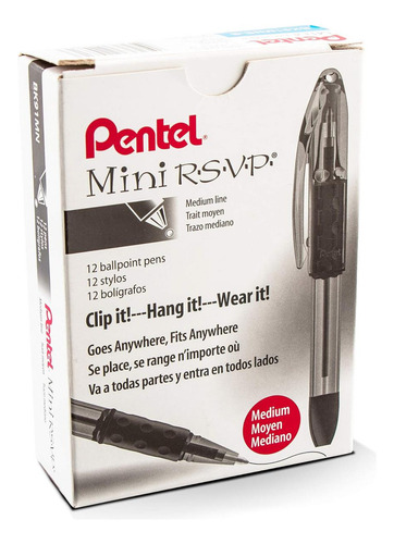 Mini Bolígrafo Pentel Rsvp, Línea Media (1,0 Mm), Tinta Azul