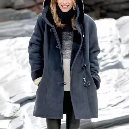 Chaqueta Polar Casual Con Capucha De Talla Grande Para Mujer