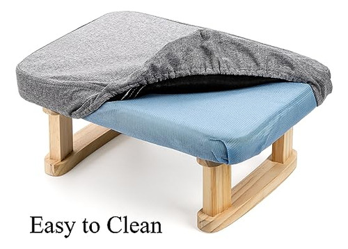 Taburete Otomano Rectangular Tela Madera Acolchado Suave Mod