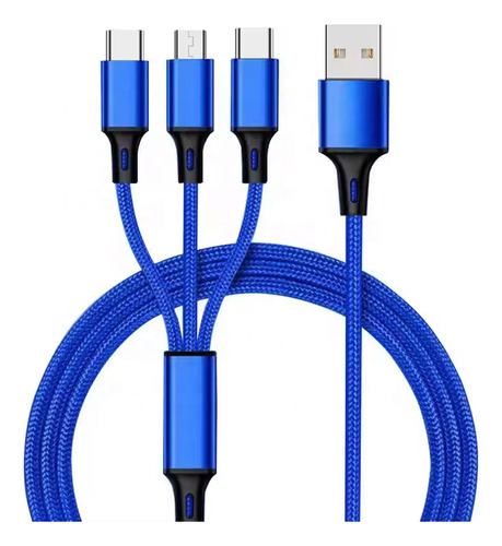 Cable Cargador Micro Usb Tipo C 3 En 1, Puerto Usb Múltiple,