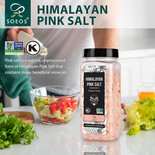 Sal Del Himalaya Soeos - Grano Grueso, 20 Oz, Sal Rosa Del H