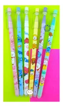 Comprar 6 Plumas Kawaii Bt21 Tinta Negra Borrable + 2 Repuestos Color De La Tinta Negro Color Del Exterior Blanco, Amarillo, Rosa, Verde, Azul