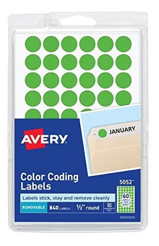 Etiquetas De Codificación De Color Extraíble Avery, 0.5