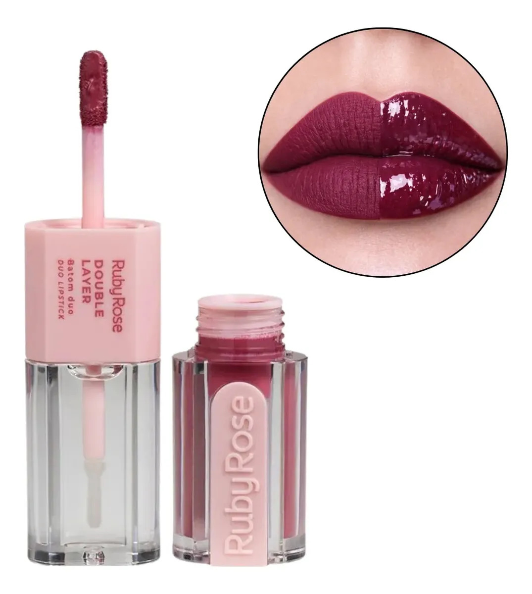 Ruby Rose Batom Duo Matte e Gloss Longa Duração Double Layer Dl110