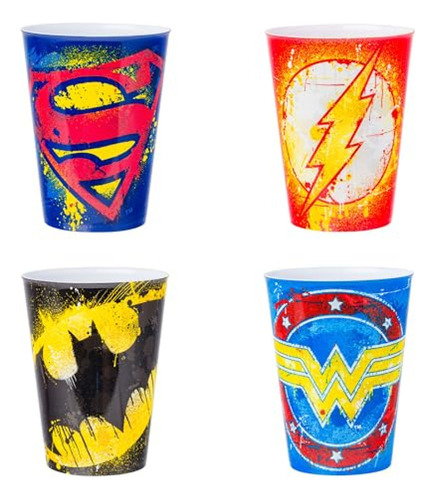 Juego De 4 Mini Vasos 1.5 Onzas Silver Buffalo Dc Splatter P