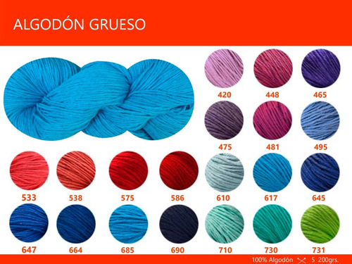 Imagen 3 de 7 de Hilado Algodón Grueso Nube X 200 Gr. Por Color