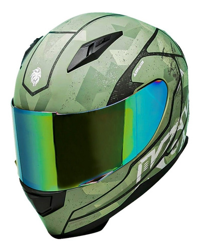 Casco Para Moto Kov Novak Warfare Verde Mate Integral Dot Tamaño del casco L (59-60 cm)