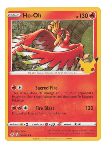 Ho-oh 001/025 Holo Pokemon Celebrations 25th Anniversary