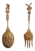 Comprar Cuchara Y Tenedor En Bronce Macizo Repujado
