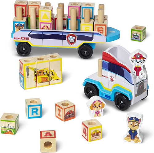 Camión De Madera Bloques Abc Paw Patrol Didáctico 33pzs 3+