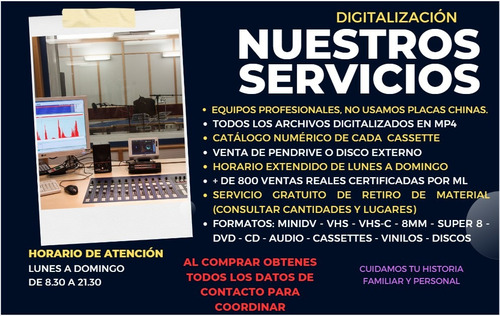 Imagen 2 de 9 de Digitalización Vhs - 8mm - Mini Dvd - Retiro Gratis Material