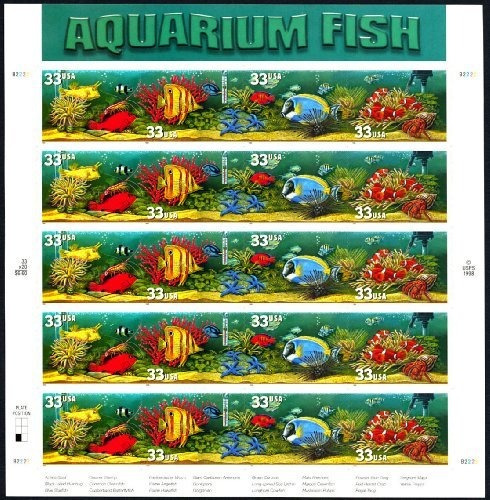 Lámina Sellos Acuario Peces 33 Cent.