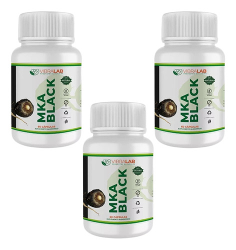 Maca Negra 500mg 60 Cápsulas 100% Natural  Pack 3 Unidades