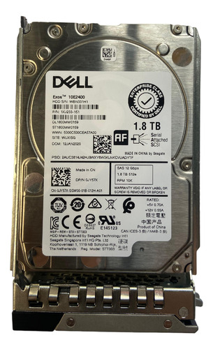 Hd Dell 1.8tb 10k 2,5 Sas 12gb Jy57x 0jy57x @ Prateado