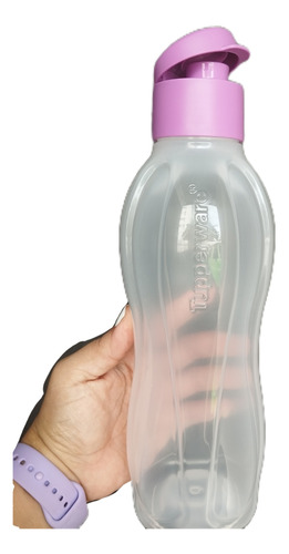 Tupperware Botella Eco Twist 1 L Transparente Tapa Morada