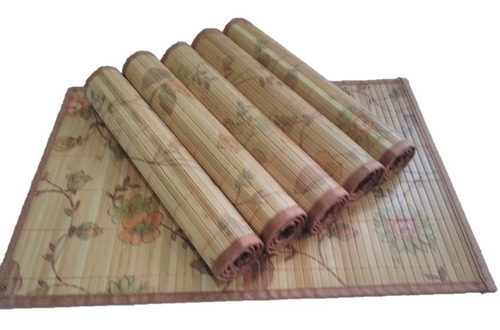 Kit C/6 Peças Jogo Americano Bambu Flores - Com Borda