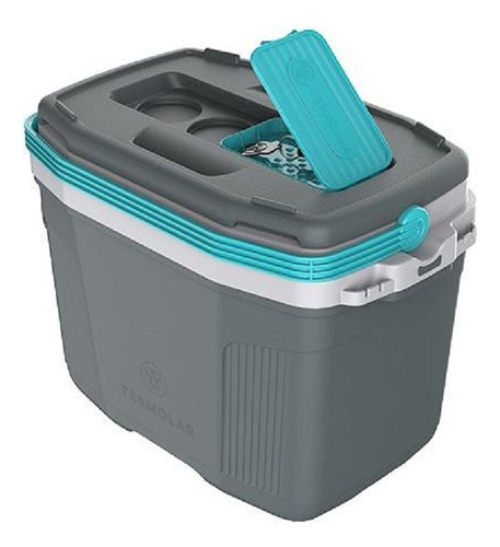 Caixa Térmica Cooler Com Alça Suv 20l Cinza E Azul Termolar