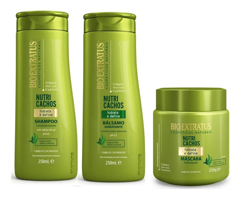 Kit Nutri Cachos Bio Extratus Shampoo+ Condic+ Máscara 250g