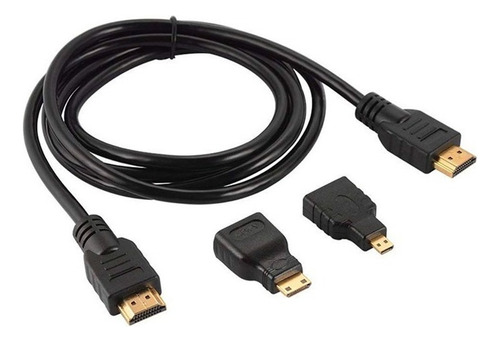 Cable Hdmi 3 En 1 Con Adaptadores Mini Hdmi Micro Hdmi 1.5m