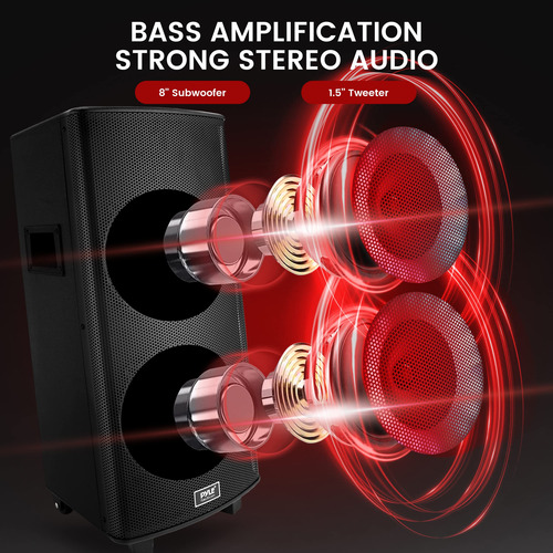 Sistema De Altavoces Bluetooth Pa Pyle 700w Dual 8 Recargabl