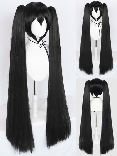 Peluca De Dos Coletas De Hatsune Miku Para Cosplay, Negro