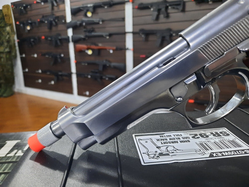 Imagem 4 de 10 de Airsoft Pistola Src M92 Beretta Cromada Platinum Series Nova