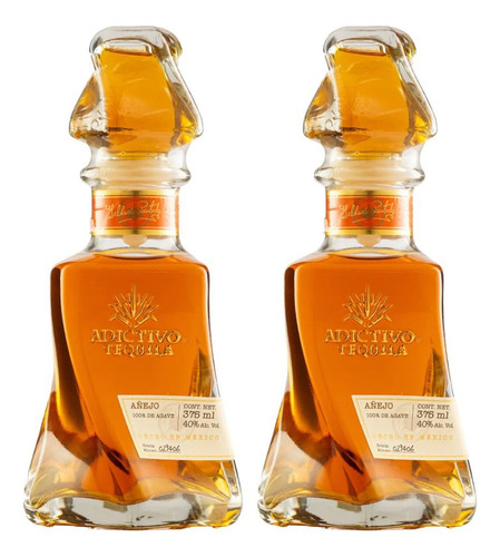 Duo Pack Tequila Adictivo Añejo 100% Agave 375 Ml