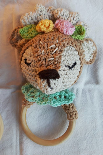 Imagen 1 de 6 de Ciervo Matilda Sonajero Mordillo Tejido A Mano Crochet