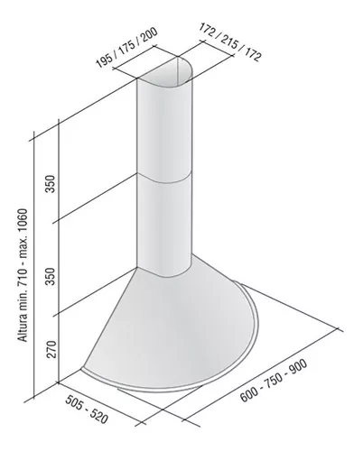 Campana de Cocina Semicircular Acero Inox Dhinox CSA-750