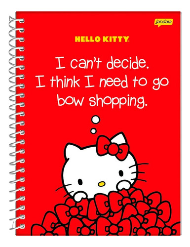 Caderno Espiral Hello Kitty 1 Matéria Capa Dura 80 Folhas