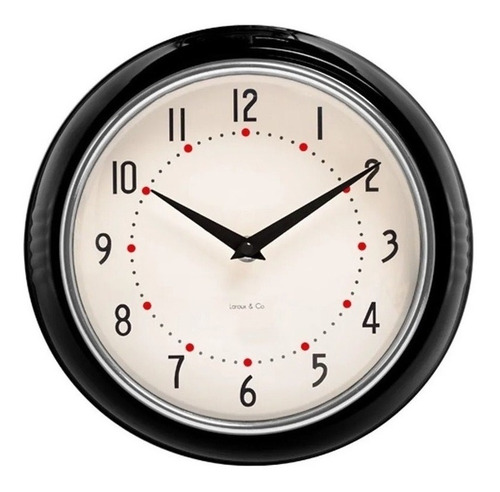 Imagen 1 de 4 de Reloj De Pared Retro 50's Clock Vintage Metálico Silencioso