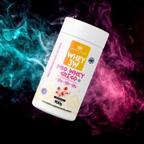 Whey Protein 3w Pro Whey Grego Nutra Gold 900g - Morango Morango