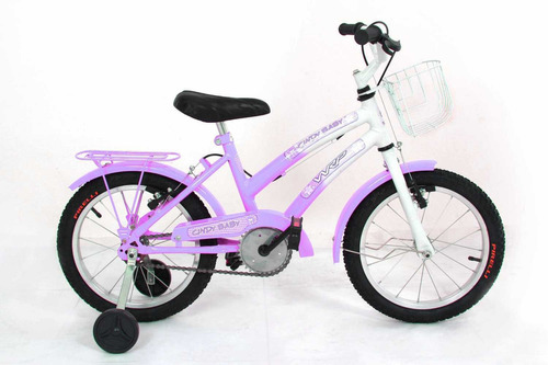 Bicicleta  de passeio infantil WRP Cindy Baby aro 16 freios v-brakes e cantilever cor lilás/branco com rodas de treinamento