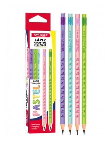 Lapiz Offi Esco Pastel Caja X12 Und N°2 Negro