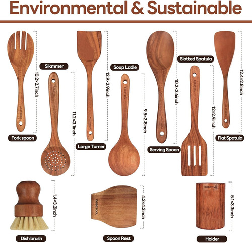 Cucharas De Madera Para Cocinar, Juego De Cucharas De Cocina
