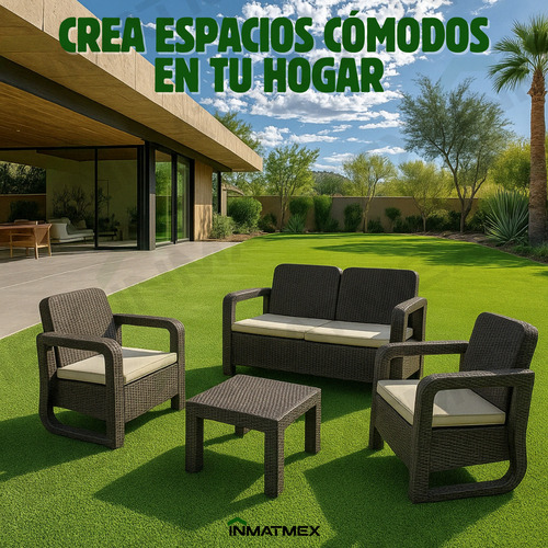 Sala Para Exterior Tipo Rattan Modelo Tulum Inmatmex Estructura Marrón oscuro