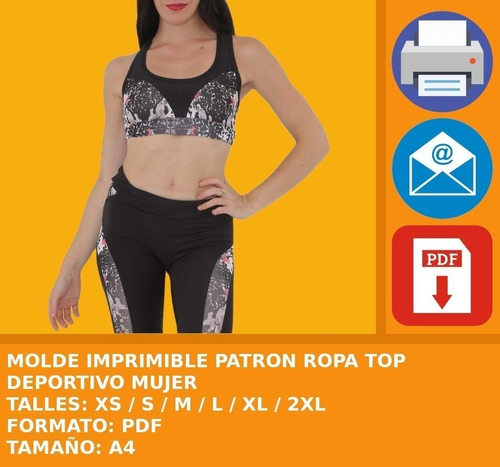 Molde Imprimible Patron Ropa Top Deportivo Mujer 2x1